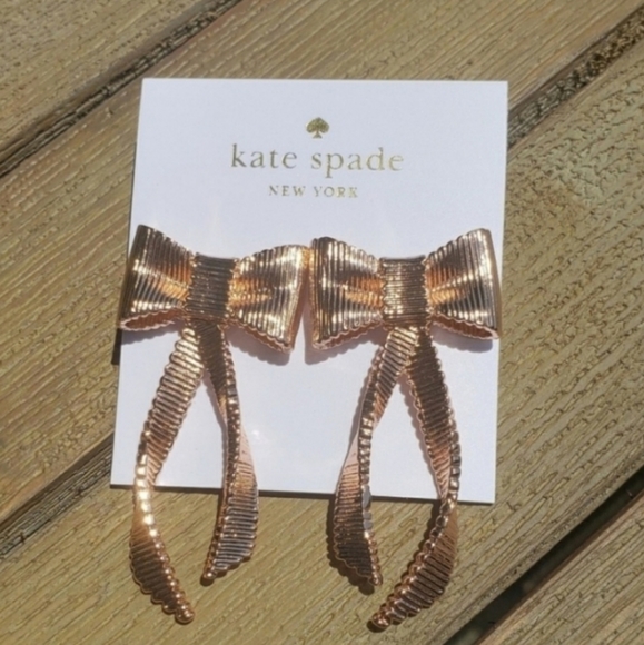 kate spade Jewelry - Kate Spade All Wrapped Up Rose Gold Bow Earrings